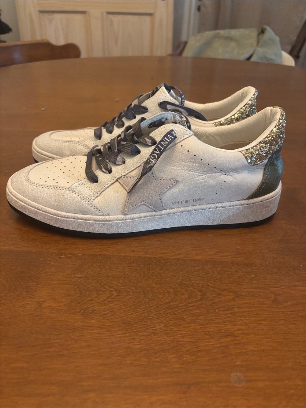 Vintage Havana Eileen Star Sneakers - White / Gold Glitter / Camo Accent Size 11 - Picture 4 of 10